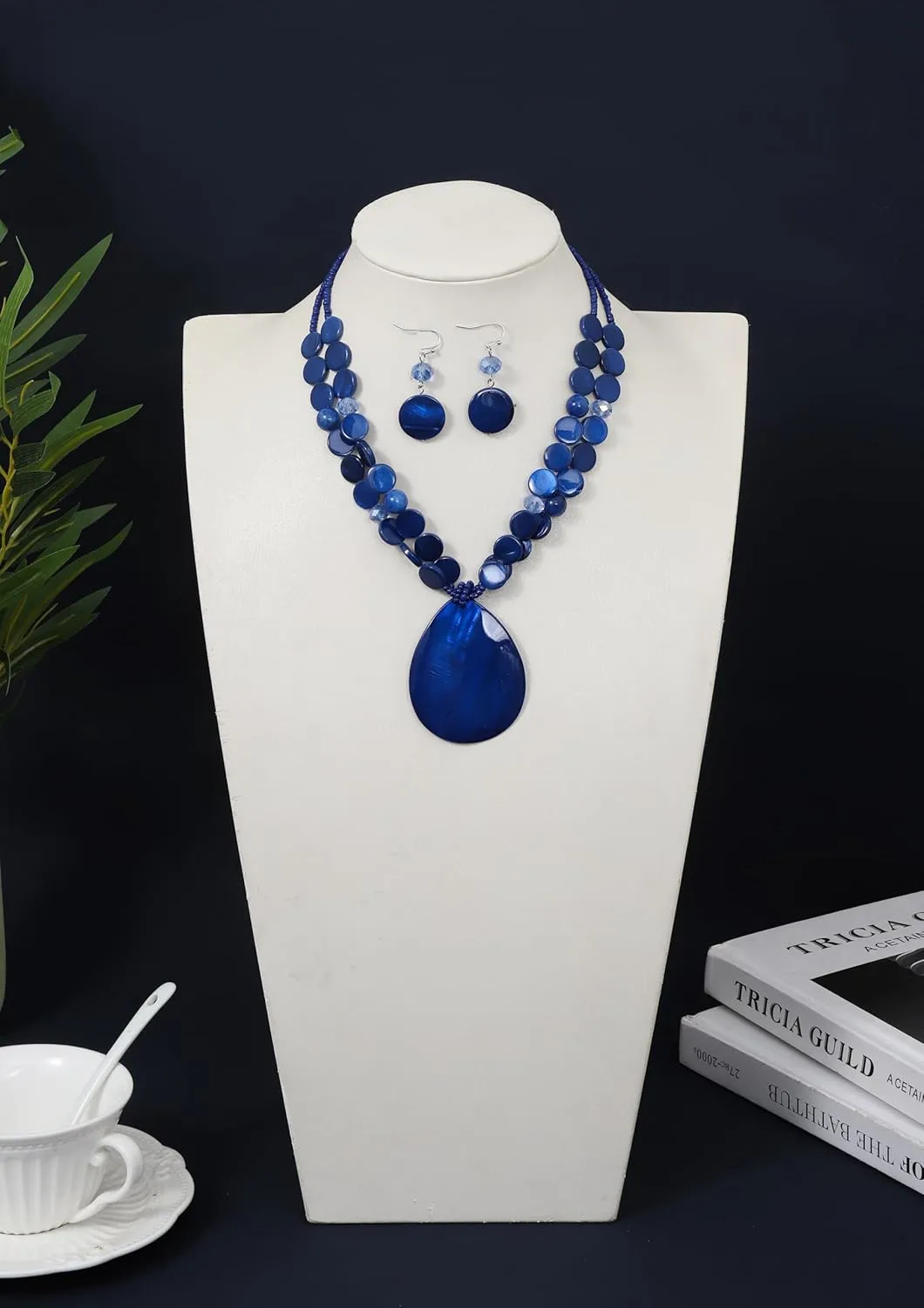Big Teardrop Pendant Necklaces for Women Colorful Beaded Necklaces Statement Set for Holiday.