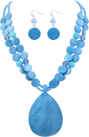 Big Teardrop Pendant Necklaces for Women Colorful Beaded Necklaces Statement Set for Holiday.