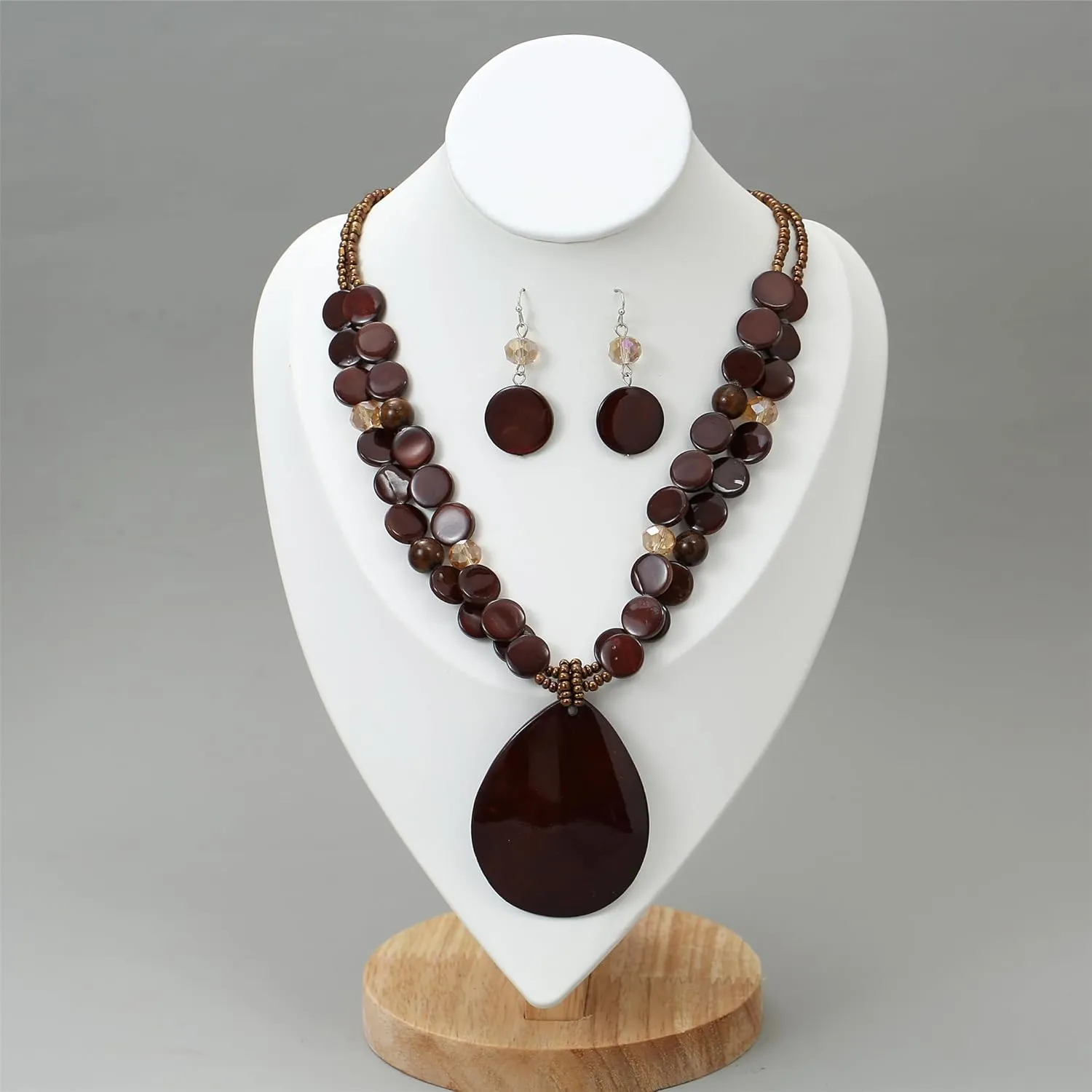 Big Teardrop Pendant Necklaces for Women Colorful Beaded Necklaces Statement Set for Holiday.
