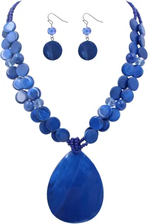 Big Teardrop Pendant Necklaces for Women Colorful Beaded Necklaces Statement Set for Holiday.