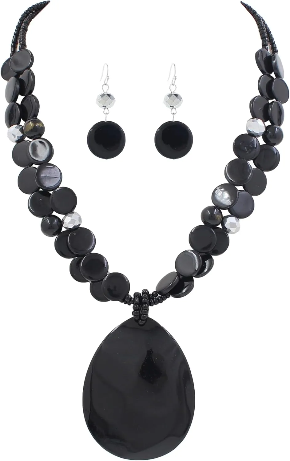 Big Teardrop Pendant Necklaces for Women Colorful Beaded Necklaces Statement Set for Holiday.