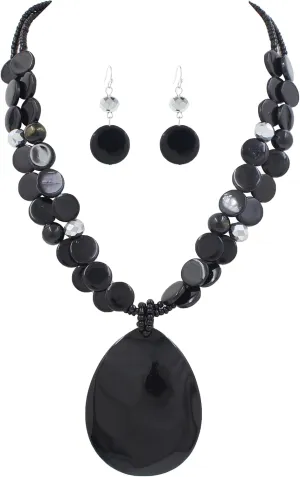 Big Teardrop Pendant Necklaces for Women Colorful Beaded Necklaces Statement Set for Holiday.