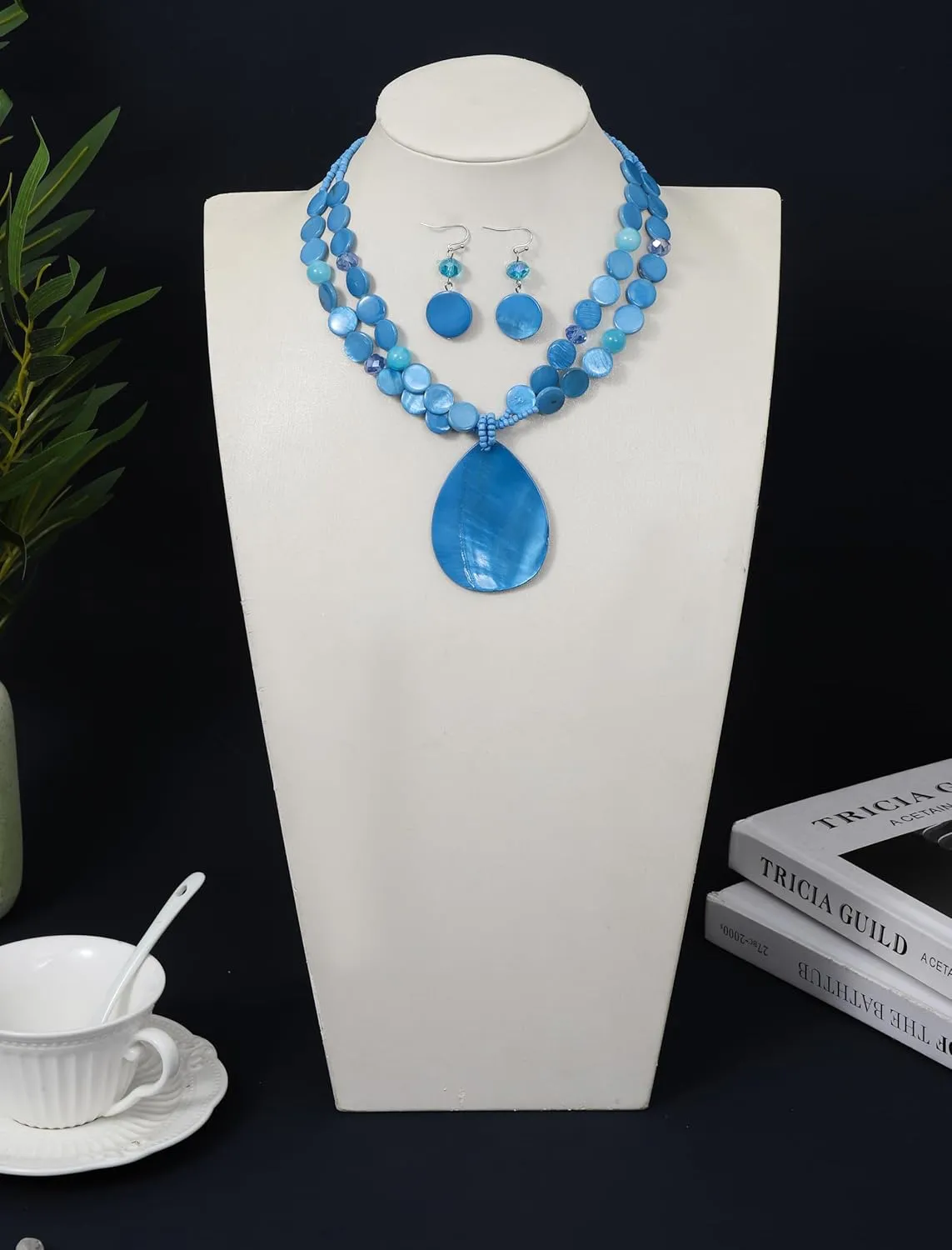 Big Teardrop Pendant Necklaces for Women Colorful Beaded Necklaces Statement Set for Holiday.