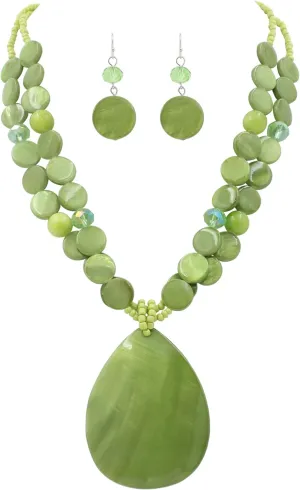 Big Teardrop Pendant Necklaces for Women Colorful Beaded Necklaces Statement Set for Holiday.