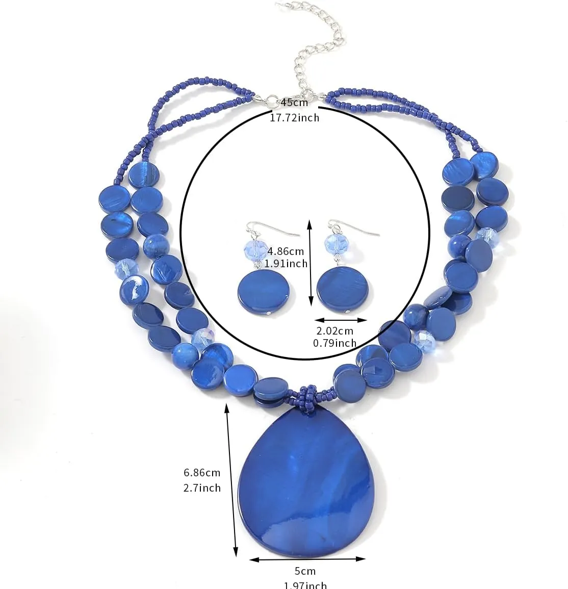 Big Teardrop Pendant Necklaces for Women Colorful Beaded Necklaces Statement Set for Holiday.