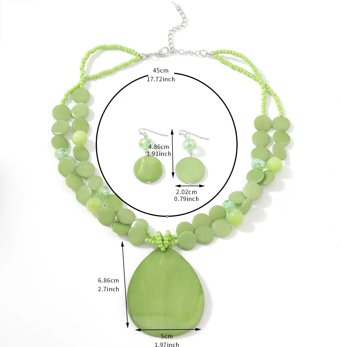 Big Teardrop Pendant Necklaces for Women Colorful Beaded Necklaces Statement Set for Holiday.