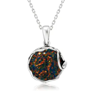 Black Opal Necklaces for Women Silver - October Birthstone Necklace - Gothic Necklace Silver Jewelry for Women - Opal Jewelry Silver Necklaces for Women - Everyday Necklaces for Women