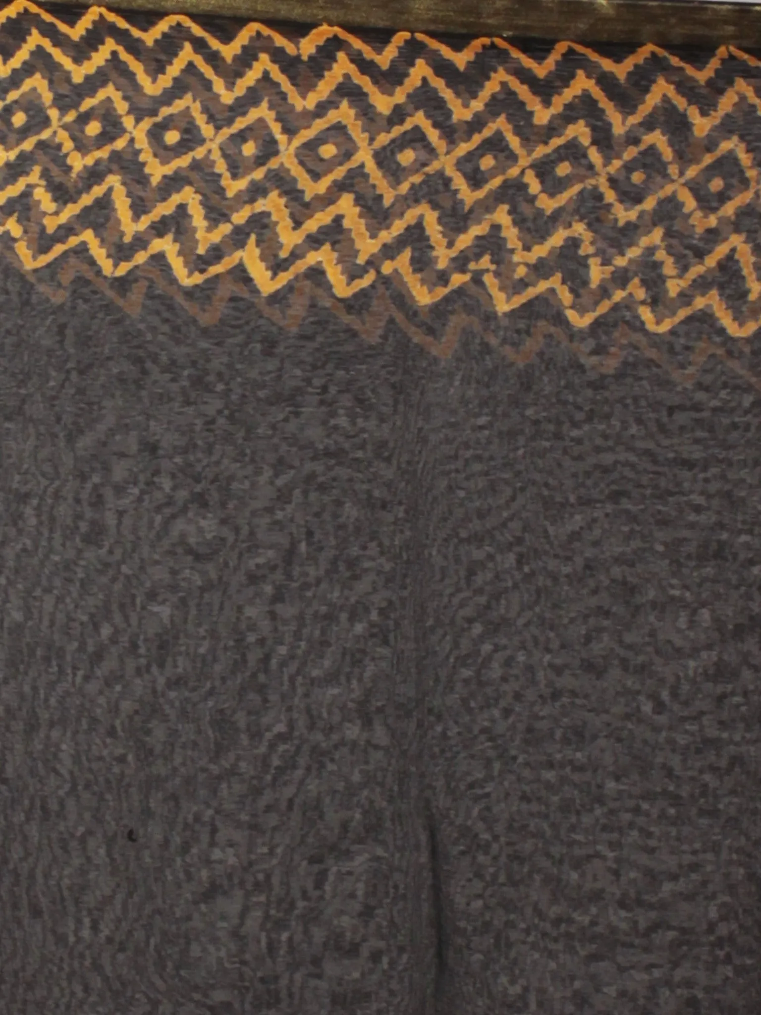 Black White Green Orange Maroon Hand Block Printed Chiffon Saree - S031701828