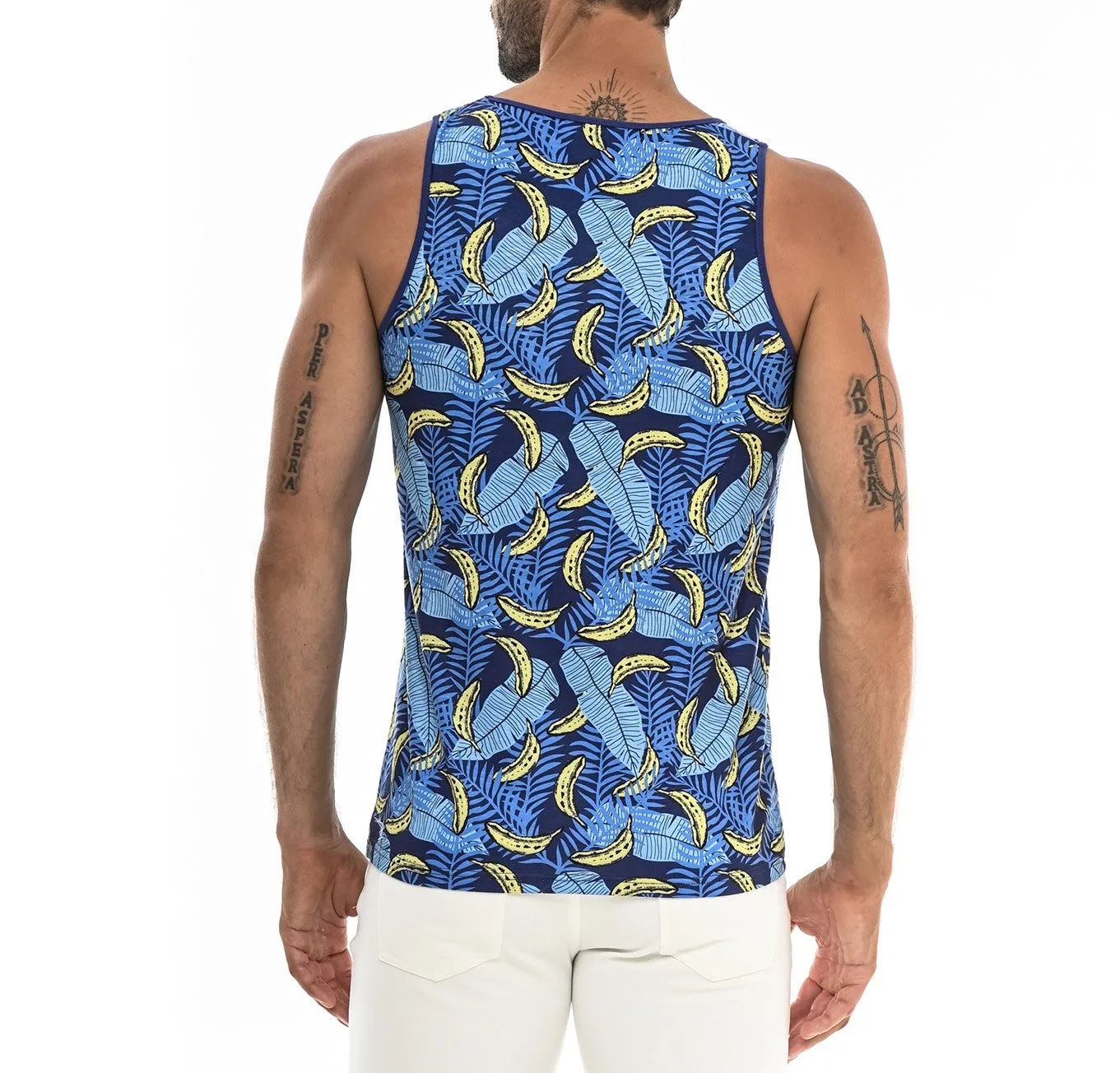 BLUE/YELLOW BANANAS JERSEY KNIT TANK TOP ST-457 Final Sale