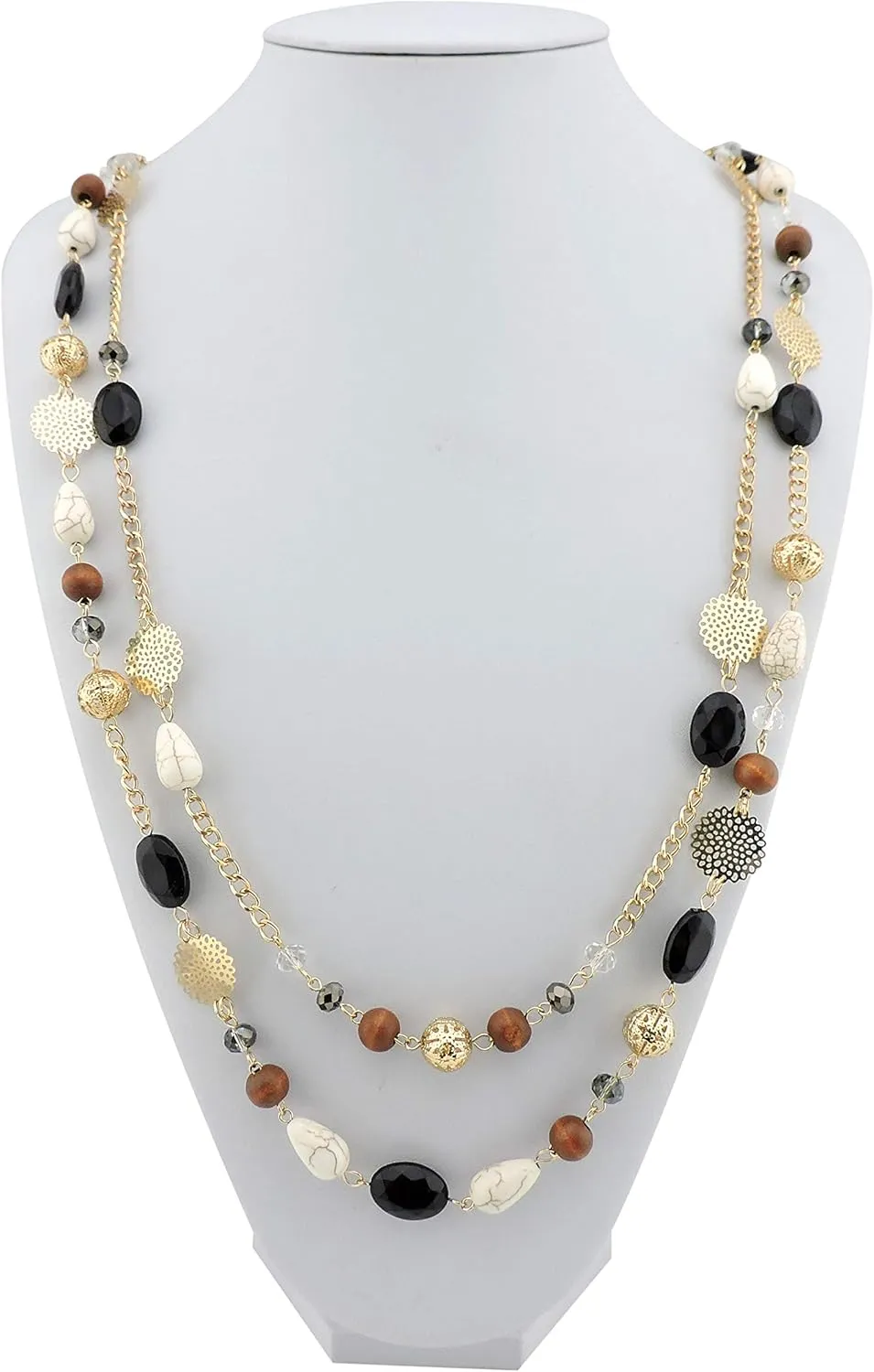 Bocar Long Necklaces for Women Trendy, Boho Layered Crystal Beaded Collar Necklaces for Women, Fashion Statement Necklaces Jewelry