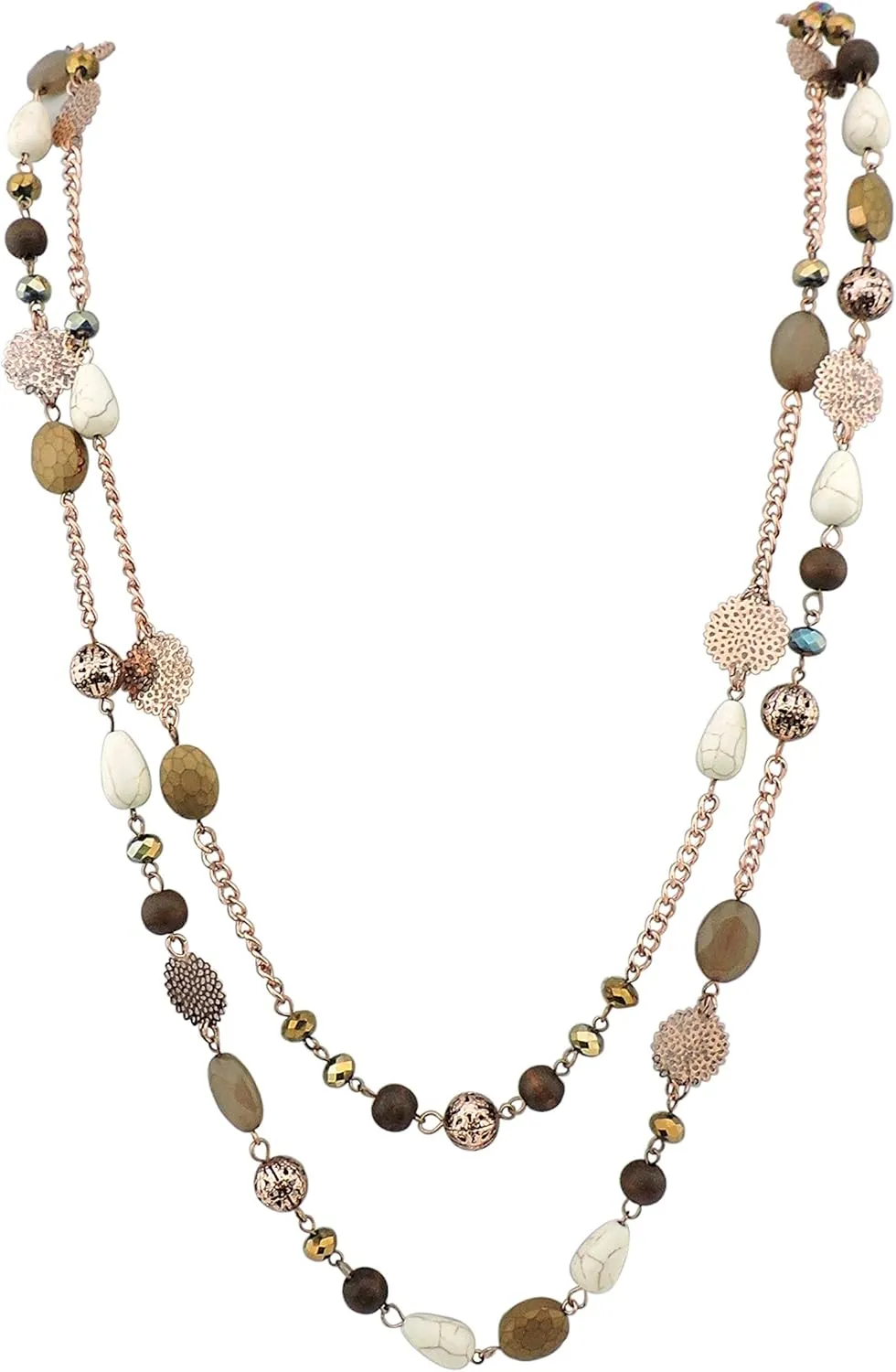 Bocar Long Necklaces for Women Trendy, Boho Layered Crystal Beaded Collar Necklaces for Women, Fashion Statement Necklaces Jewelry