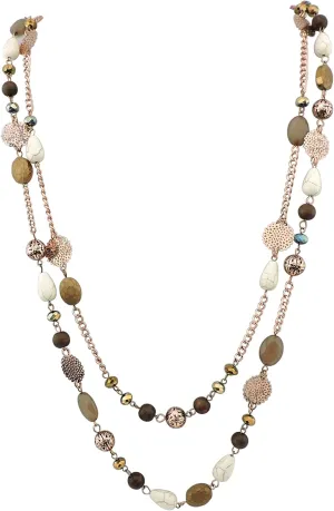 Bocar Long Necklaces for Women Trendy, Boho Layered Crystal Beaded Collar Necklaces for Women, Fashion Statement Necklaces Jewelry