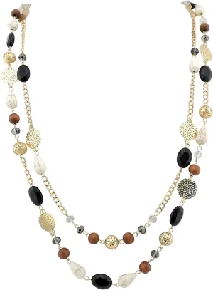 Bocar Long Necklaces for Women Trendy, Boho Layered Crystal Beaded Collar Necklaces for Women, Fashion Statement Necklaces Jewelry
