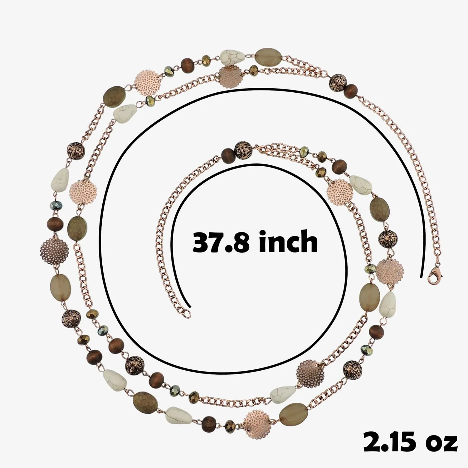 Bocar Long Necklaces for Women Trendy, Boho Layered Crystal Beaded Collar Necklaces for Women, Fashion Statement Necklaces Jewelry