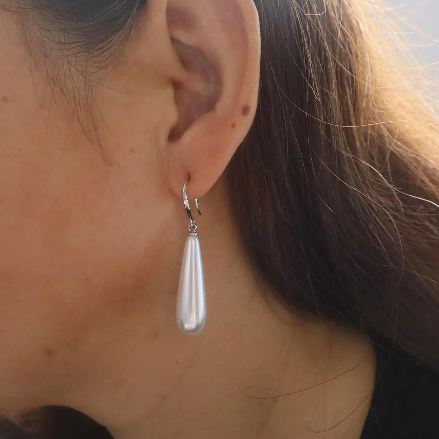 Boho Pearl Drop Earrings Long Teardrop Pearl Earrings Pearl Dangle Hook Earrings Gold Waterdrop Pearl Earrings Wedding Pearl Earrings Jewelry for Women