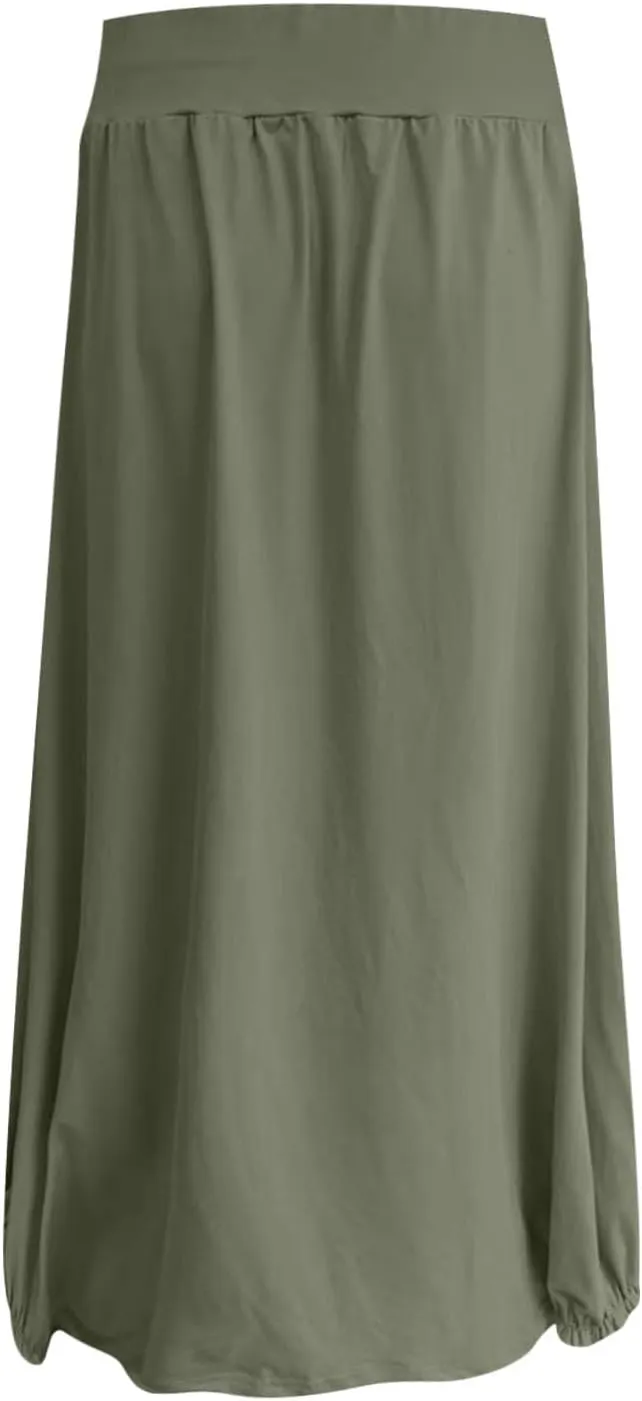 Boho Skirts for Women Comfy Pleated Flowy Long Beach Skirt Lightweight Breathable Soft Elastic Waist Tulle Skirt