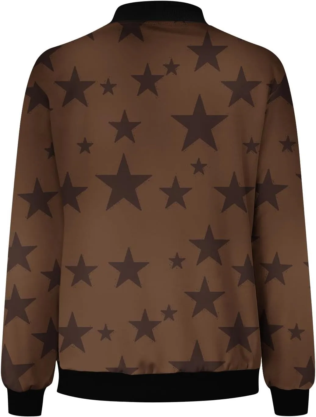 Bomber Jacket Women Star Printed Casual Coat Zip Up Outerwear Windbreaker with Pockets 2024 Fall Fashion Clothes