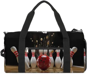 Bowling Ball Strikes Bowling Pins Sports Gym Bag Lightweight Travel Duffle Bag Carry on Weekender Bags for Women Men