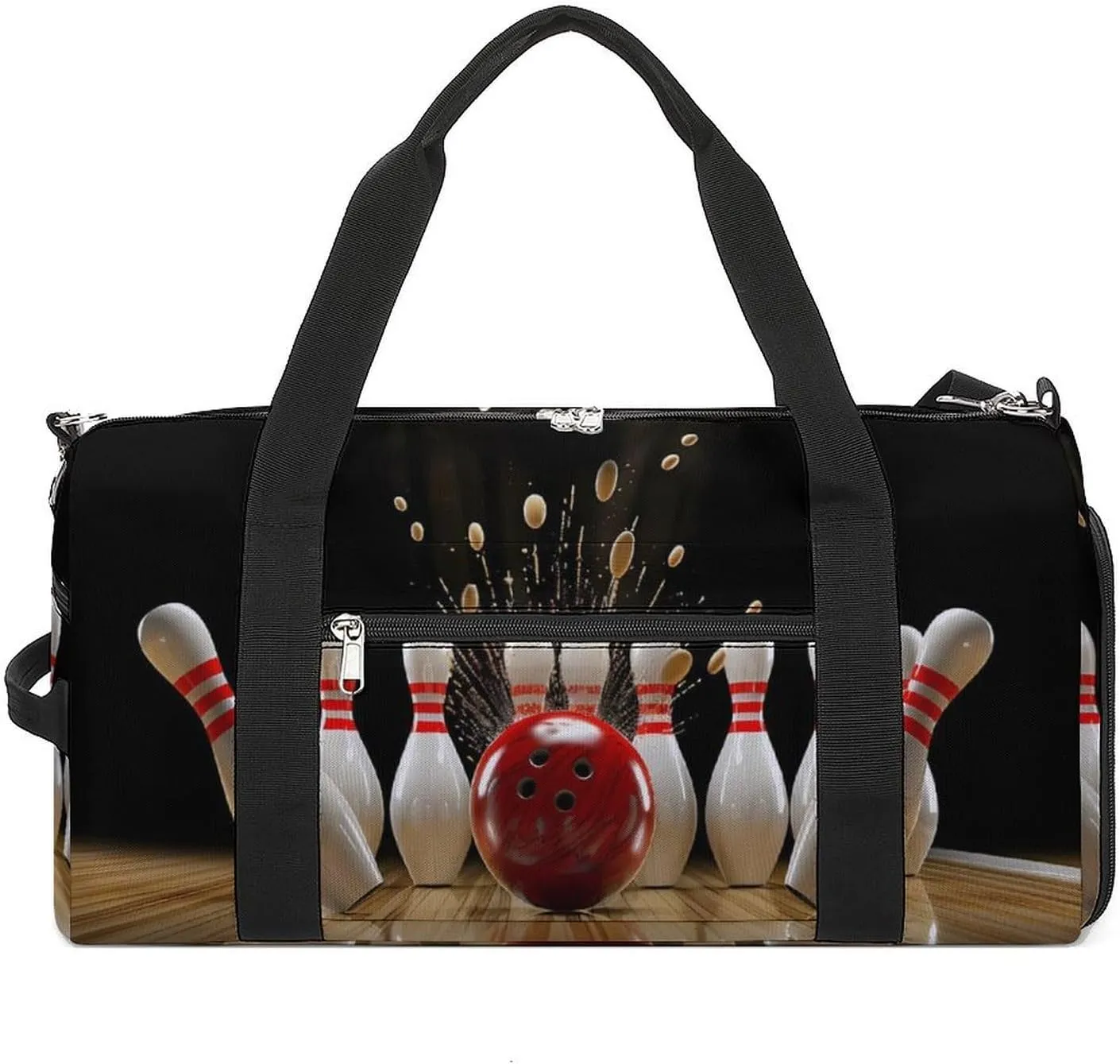 Bowling Ball Strikes Bowling Pins Sports Gym Bag Lightweight Travel Duffle Bag Carry on Weekender Bags for Women Men