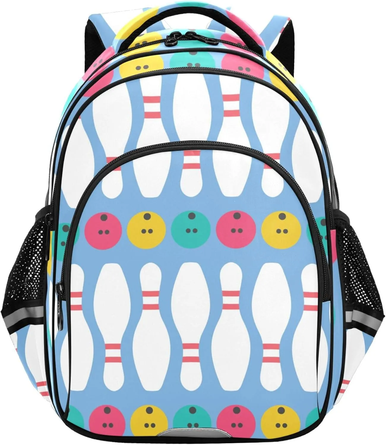 Bowling Sports Backpack for School Study Book Bags Laptop Backpack Work Travel Computer Bags with Reflective Stripes