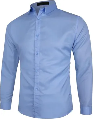 Business Dress Shirts for Men Long Sleeve Oxford Casual Dress Button Down Shirts Untucked Work T-Shirts with Pocket