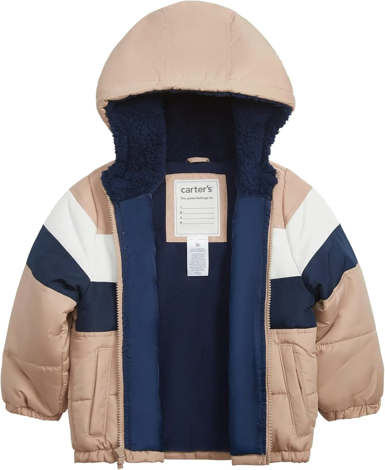 Carter's Boys' Sherpa-Lined Heavyweight Hooded Puffer Jacket
