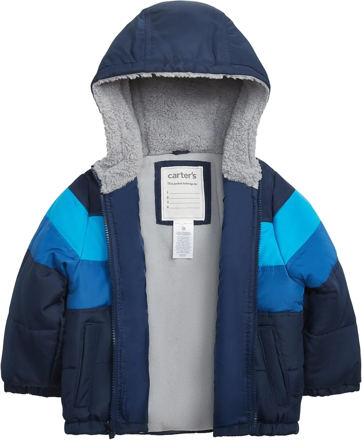 Carter's Boys' Sherpa-Lined Heavyweight Hooded Puffer Jacket