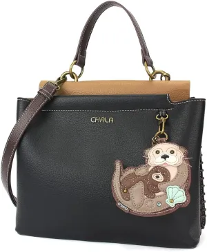 CHALA Charming Satchel - Otters - Black