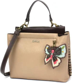 CHALA Charming Satchel with Adjustable Strap - New Butterfly - Taupe