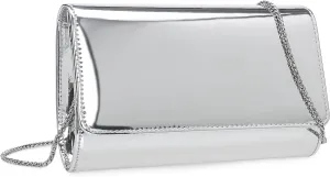 CHARMING TAILOR Faux Leather Wedding Clutch for Women Metallic PU Formal Bag Mirrored Patent Evening Party Purse