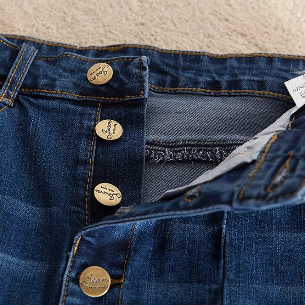 CHARTOU Women's Elegant Exposed Button-Fly Flared Mermaid Long Denim Skirt