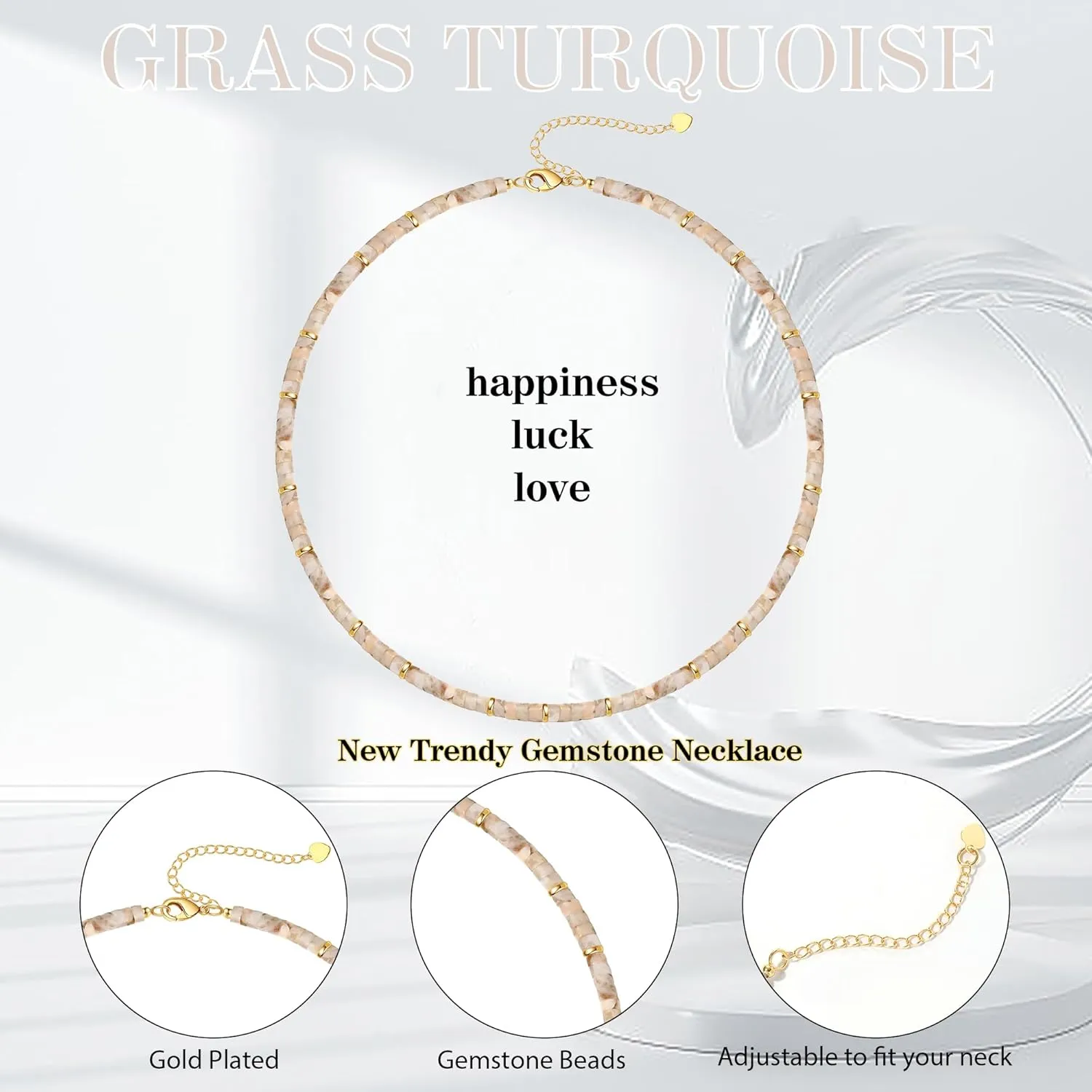 Choker Necklace for Women,Gemstone Beaded Necklace Choker Necklaces for Women Stocking Stuffers for Teens Gifts for Her Adjustable 14k Gold Anniversary Birthday Christmas Jewelry