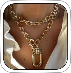 Chunky Gold Necklace for Women Thick Necklaces Punk Link Chain Charm Pendant Necklaces