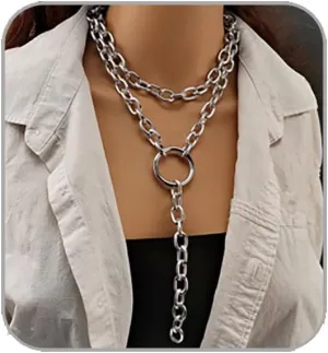 Chunky Gold Necklaces for Women Gold Layered Necklaces Punk 8090s Hip Hop Necklace Cuban Link Chain Necklaces Layered Choker Necklace Prom Jewelry Freaknik Outfit Accessories