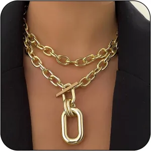 Chunky Necklace Layered Necklaces for Women Chunky Layered Necklaces Chunky Link Chain Choker Necklaces Birthday
