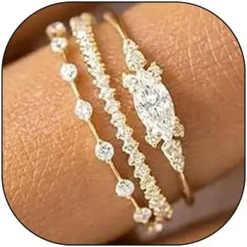 CJIAYUJEW Gold Rings for Women Non Tarnish Stacking Cubic Zirconia Thumb Rings Set Stackable Pack Statement Band Rings