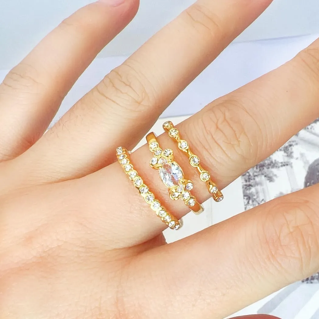 CJIAYUJEW Gold Rings for Women Non Tarnish Stacking Cubic Zirconia Thumb Rings Set Stackable Pack Statement Band Rings