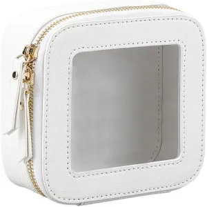 Clear Cosmetic Bags Clear Makeup Bag Waterproof Travel Toiletry Bag Portable Cosmetic Organizer for Women Cute Makeup Case Bag Accessories with Clear Windows Transparent Storage Bag White