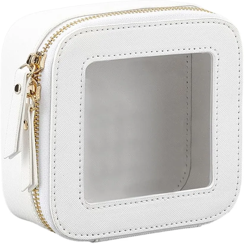 Clear Cosmetic Bags Clear Makeup Bag Waterproof Travel Toiletry Bag Portable Cosmetic Organizer for Women Cute Makeup Case Bag Accessories with Clear Windows Transparent Storage Bag White