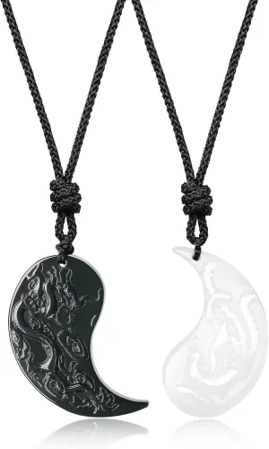COAI Yin Yang Necklaces Matching Necklaces for Couples, Dragon and Phoenix Pendants