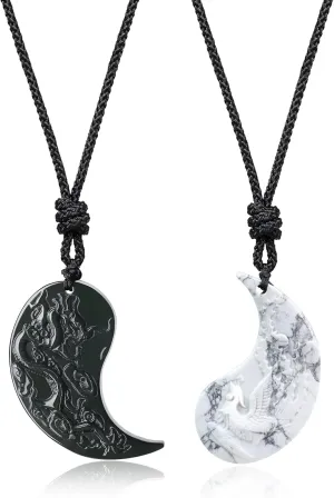 COAI Yin Yang Necklaces Matching Necklaces for Couples, Dragon and Phoenix Pendants
