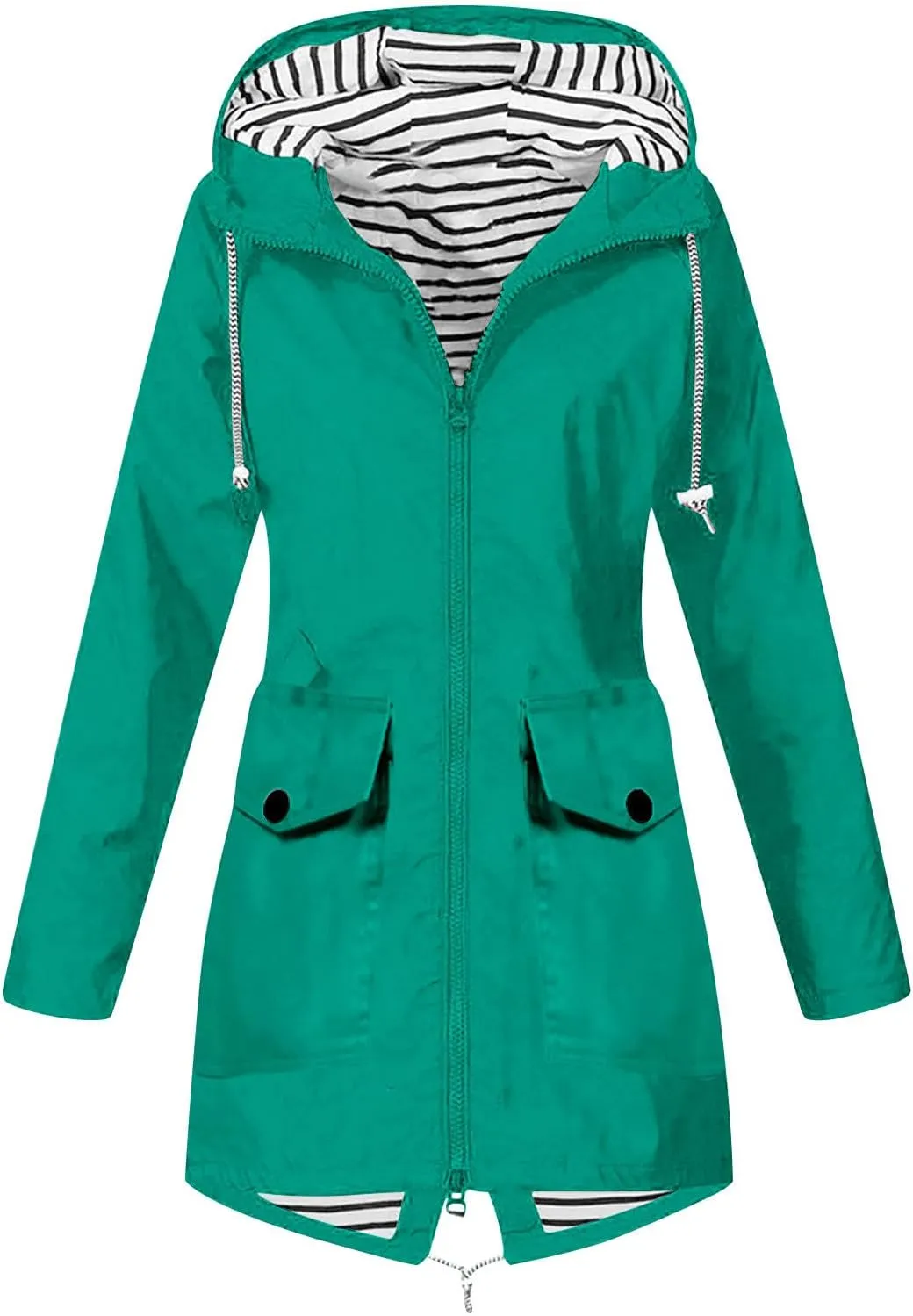 Coat for Women Winter, Women Solid Rain Jacket Rainwear Outdoor Plus Windproof Hooded Active Windbreaker