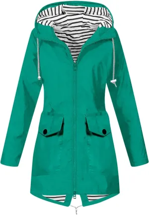 Coat for Women Winter, Women Solid Rain Jacket Rainwear Outdoor Plus Windproof Hooded Active Windbreaker