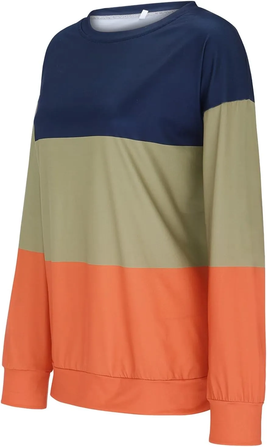 Color Block Striped Top for Women Fashion Hip Hop Y2K Round Neck Vacation Sweatshirt Long Sleeve Work Casual Pullover