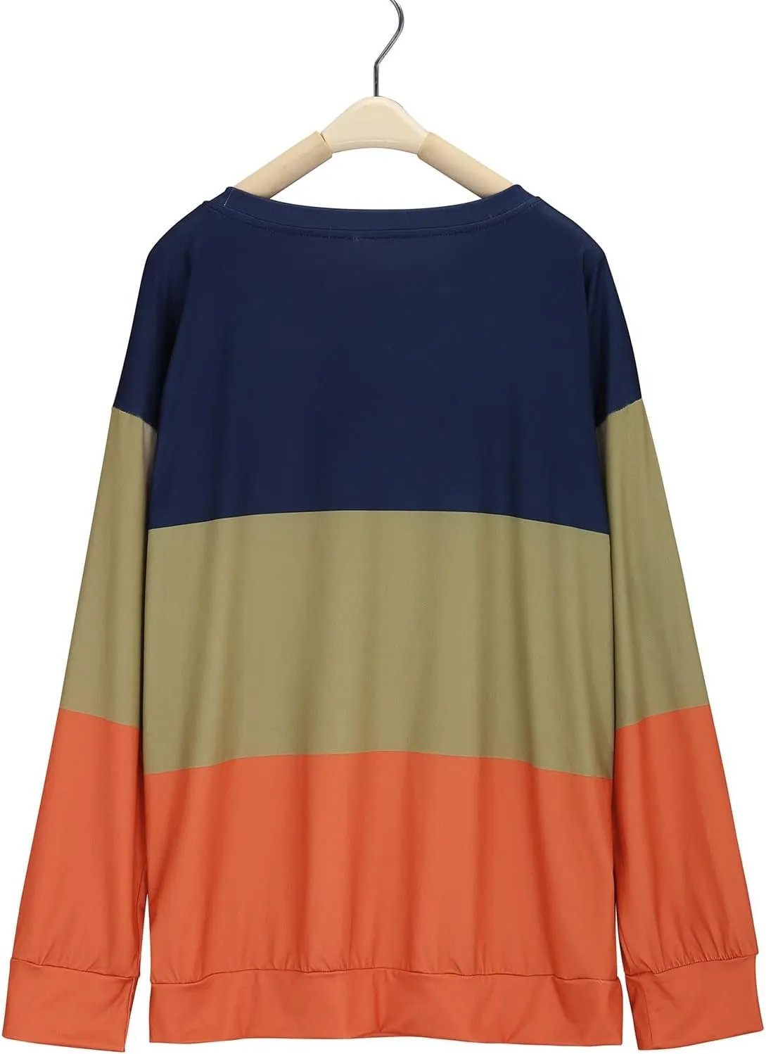 Color Block Striped Top for Women Fashion Hip Hop Y2K Round Neck Vacation Sweatshirt Long Sleeve Work Casual Pullover
