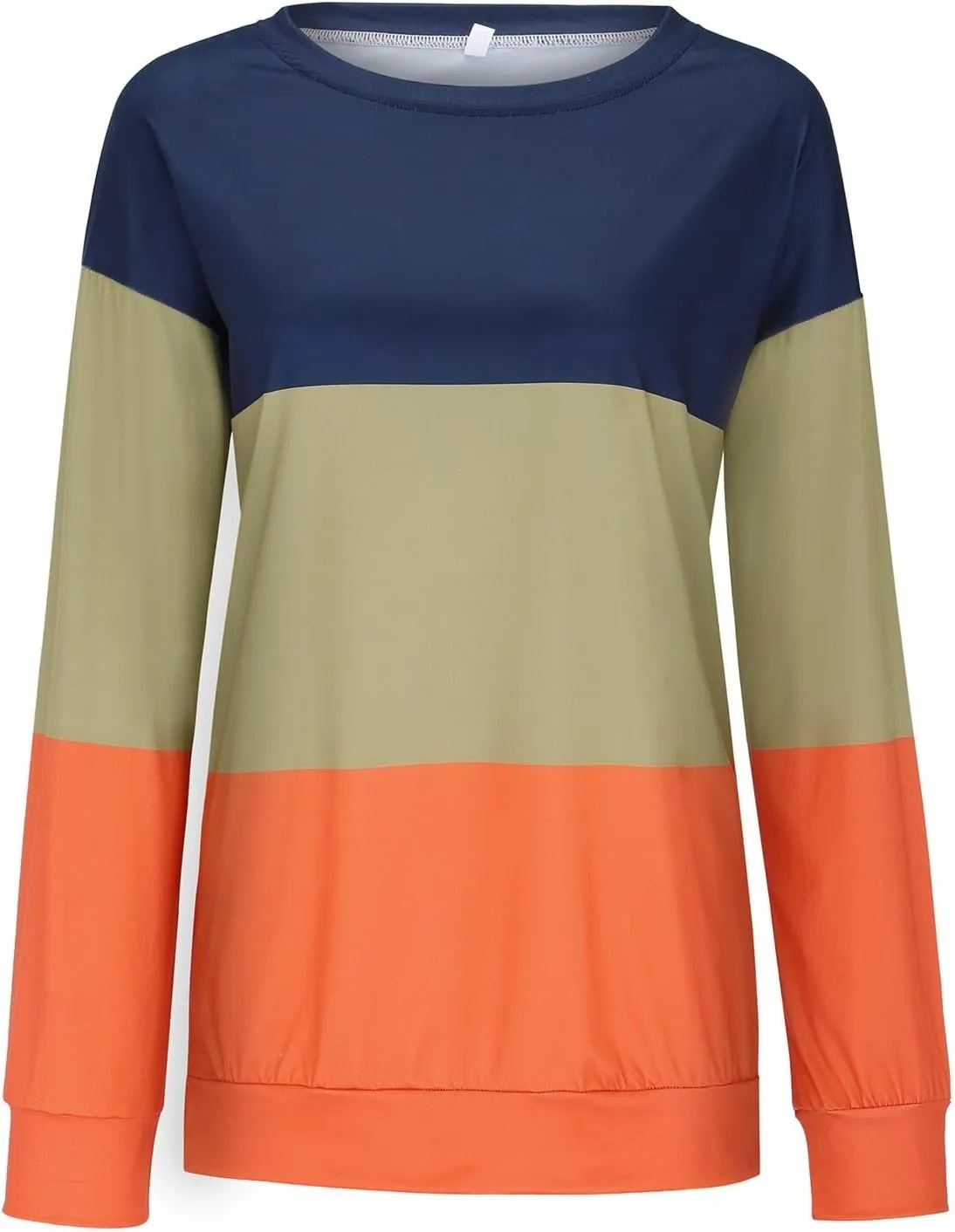 Color Block Striped Top for Women Fashion Hip Hop Y2K Round Neck Vacation Sweatshirt Long Sleeve Work Casual Pullover