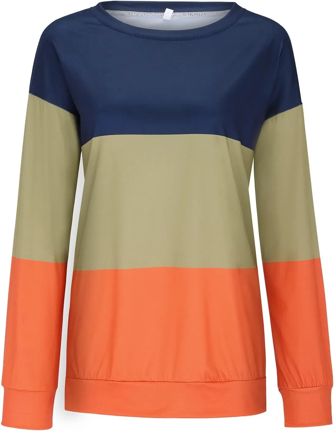 Color Block Striped Top for Women Fashion Hip Hop Y2K Round Neck Vacation Sweatshirt Long Sleeve Work Casual Pullover