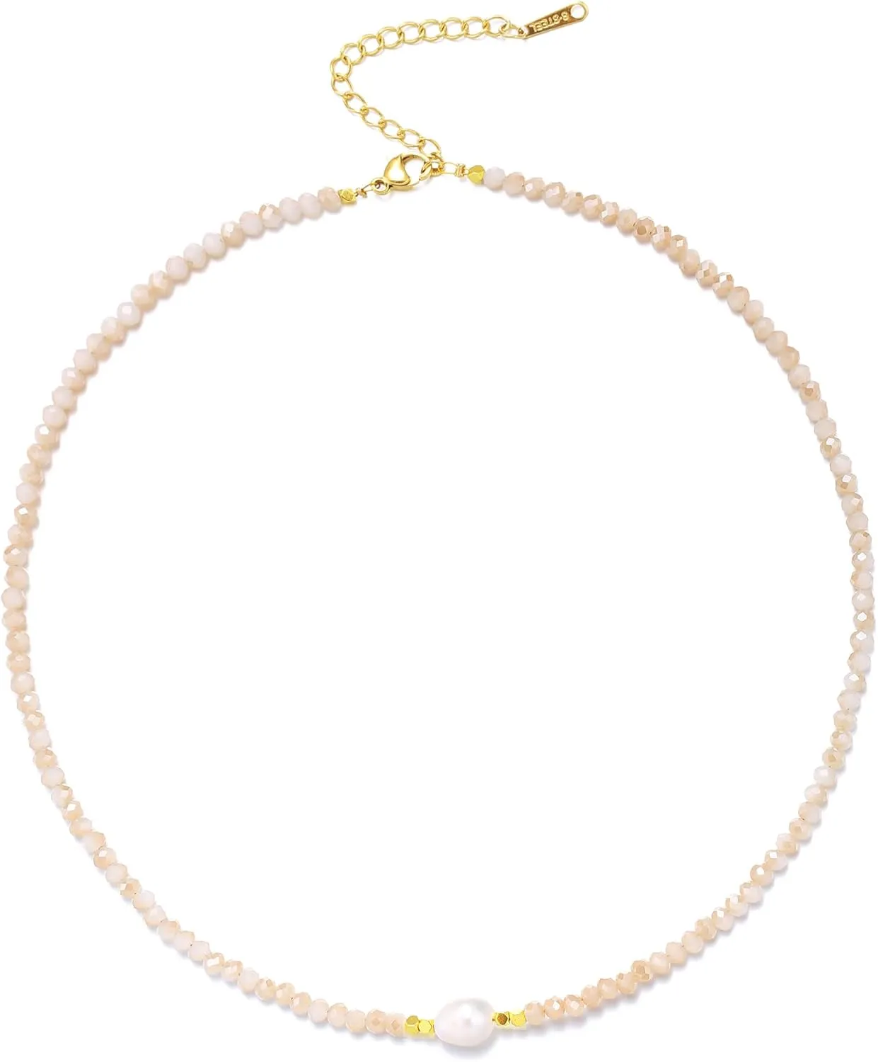 Colorful Beaded Necklaces for Women Crystal Bead Necklace Beach Necklaces Boho Necklaces for Women Pearl Beaded Choker Necklace Stainless Steel 18K Gold Plated Choker