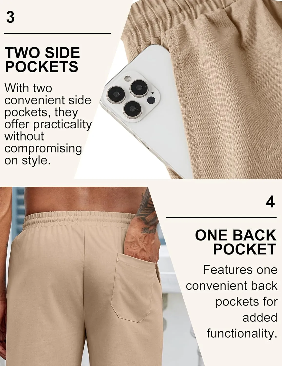 COOFANDY Mens Linen Shorts Casual Drawstring Elastic Waist Lightweight Summer Vacation Beach Shorts