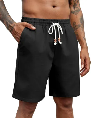 COOFANDY Mens Linen Shorts Casual Drawstring Elastic Waist Lightweight Summer Vacation Beach Shorts